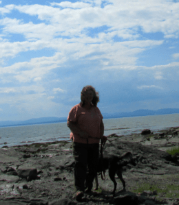 Maya and I on the shore of the St. Lawrence River.
