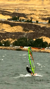 Riding with the waves.