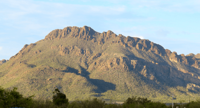 This is the mountain by the campsite during the day, watch how it changes in the evening light.