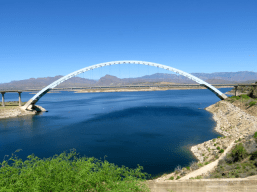 Suspension bridge by the dam.